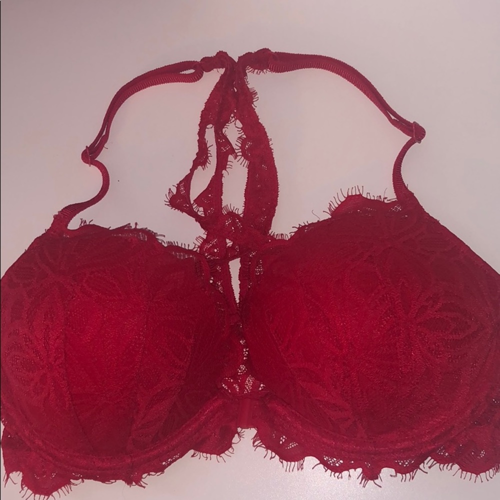 Red lace bra